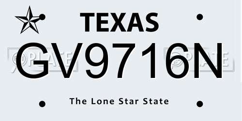 GV9716N Texas License Plate
