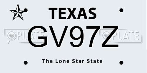 GV97Z Texas License Plate