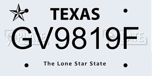 GV9819F Texas License Plate