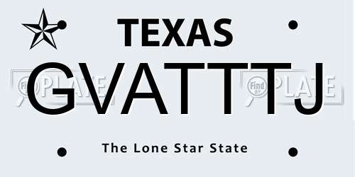 GVATTTJ Texas License Plate
