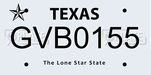 GVB0155 Texas License Plate