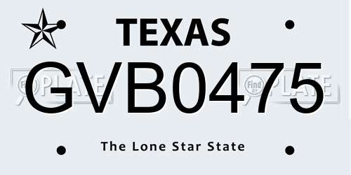 GVB0475 Texas License Plate