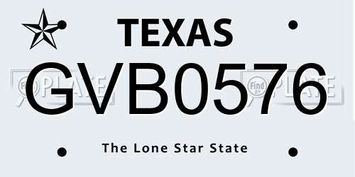 GVB0576 Texas License Plate