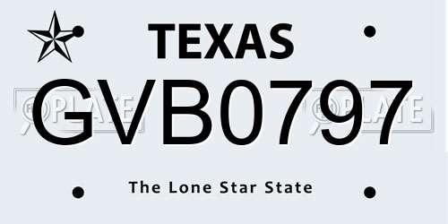GVB0797 Texas License Plate