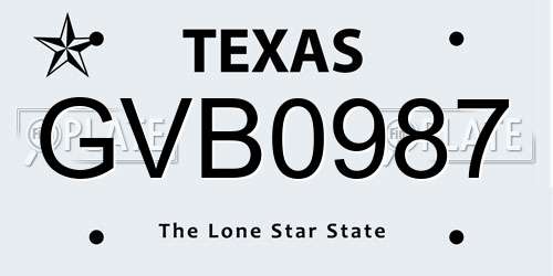 GVB0987 Texas License Plate