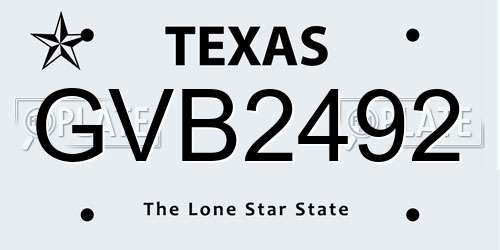 GVB2492 Texas License Plate
