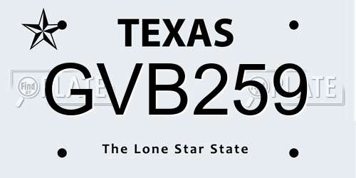 GVB259 Texas License Plate