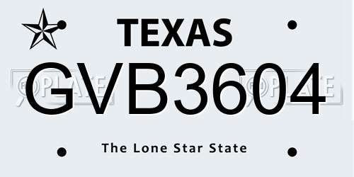 GVB3604 Texas License Plate