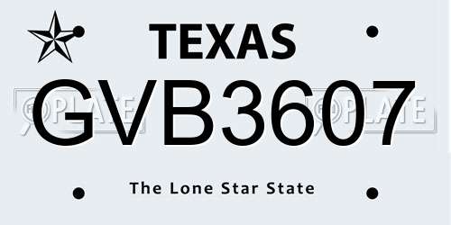 GVB3607 Texas License Plate