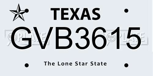 GVB3615 Texas License Plate