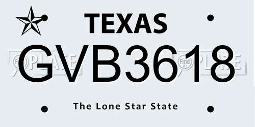 GVB3618 Texas License Plate