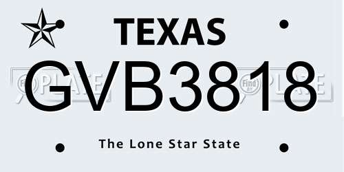 GVB3818 Texas License Plate