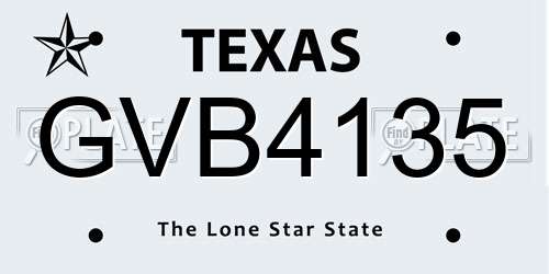 GVB4135 Texas License Plate