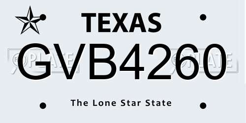 GVB4260 Texas License Plate