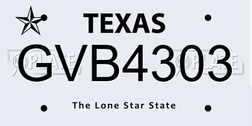 GVB4303 Texas License Plate