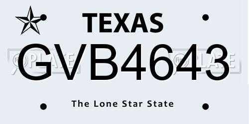 GVB4643 Texas License Plate
