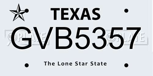 GVB5357 Texas License Plate