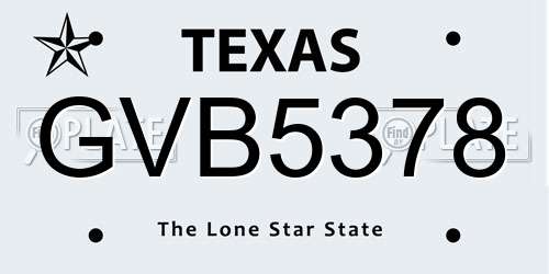 GVB5378 Texas License Plate