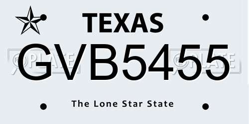 GVB5455 Texas License Plate