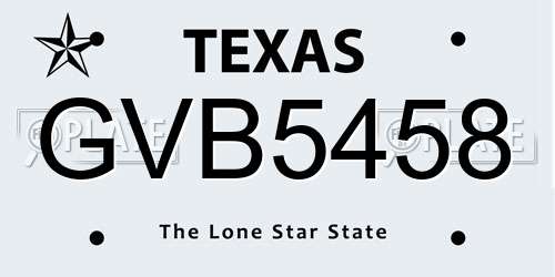 GVB5458 Texas License Plate