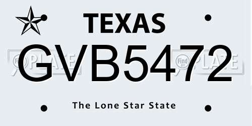 GVB5472 Texas License Plate