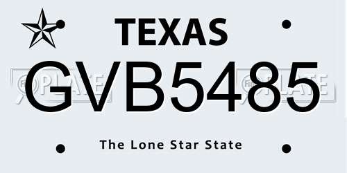 GVB5485 Texas License Plate