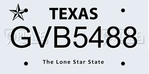 GVB5488 Texas License Plate