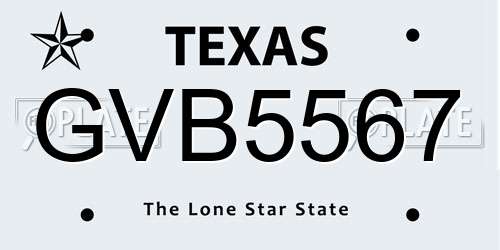 GVB5567 Texas License Plate
