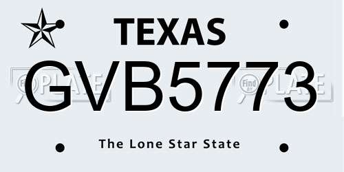 GVB5773 Texas License Plate