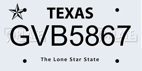GVB5867 Texas License Plate