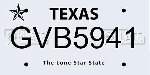 GVB5941 Texas License Plate
