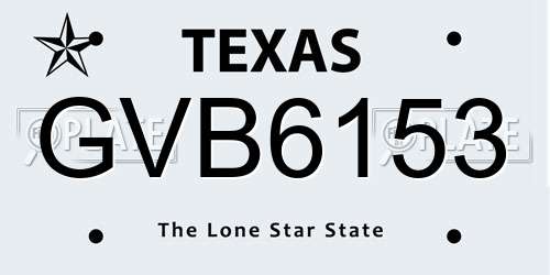 GVB6153 Texas License Plate