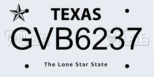GVB6237 Texas License Plate