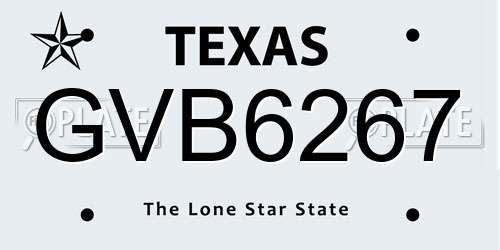 GVB6267 Texas License Plate