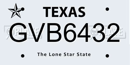GVB6432 Texas License Plate