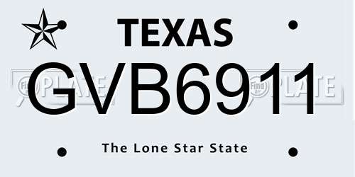 GVB6911 Texas License Plate
