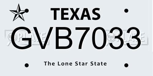 GVB7033 Texas License Plate