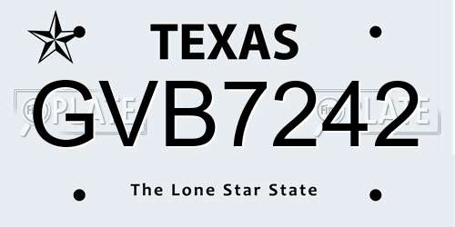 GVB7242 Texas License Plate