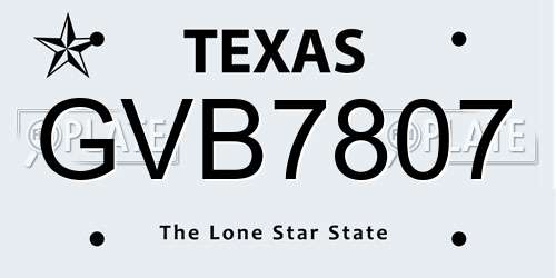 GVB7807 Texas License Plate