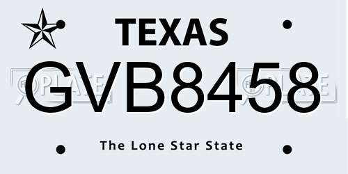 GVB8458 Texas License Plate