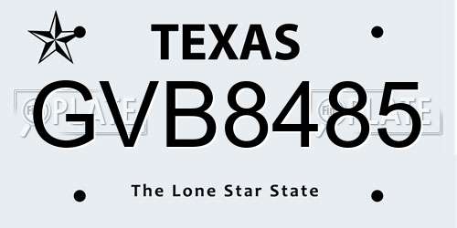 GVB8485 Texas License Plate