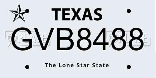 GVB8488 Texas License Plate