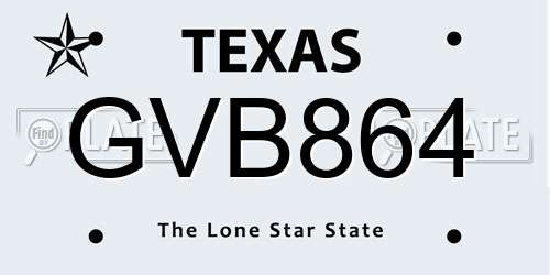 GVB864 Texas License Plate