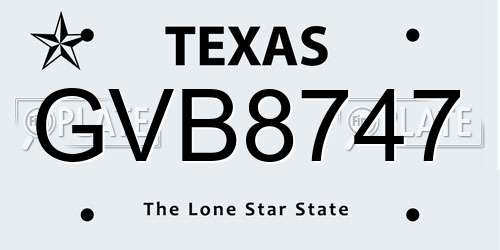 GVB8747 Texas License Plate