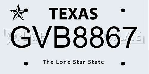 GVB8867 Texas License Plate