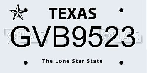 GVB9523 Texas License Plate