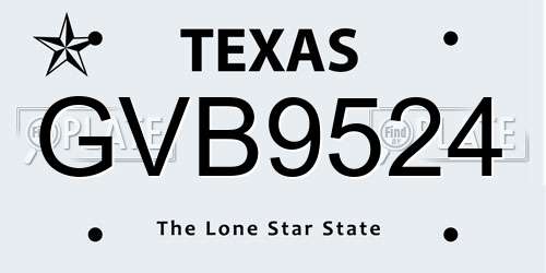 GVB9524 Texas License Plate