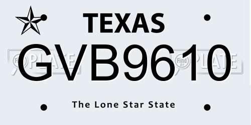 GVB9610 Texas License Plate