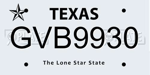 GVB9930 Texas License Plate
