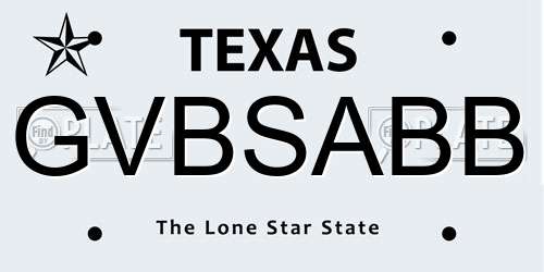 GVBSABB Texas License Plate